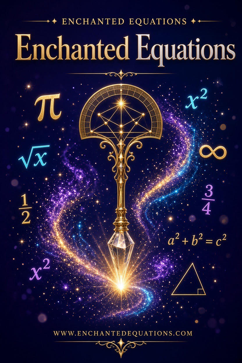 Enchanted Equations logo: a golden wand surrounded by glowing math symbols.